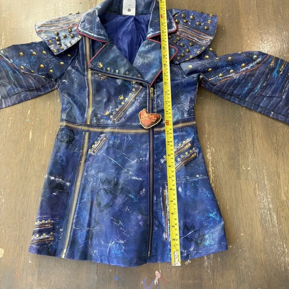 Disney Descendants 7/8 Evie Halloween costume Faux Leather Trench Coat Jacket